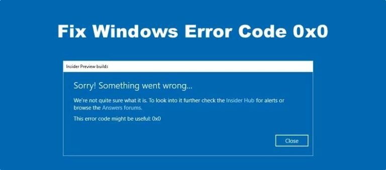 Error Code 0x0 0x0 Windows