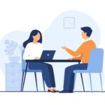 business meeting discussion man woman office table vector illustration 107641 425