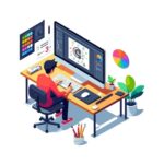 vector isometric illustration man working desktop computer designing 1272652 412 (1)